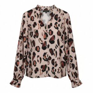 Eloquii Leopard Print Blouse NWT Plus Size 18 V-Neck Button Front Long Sleeve
